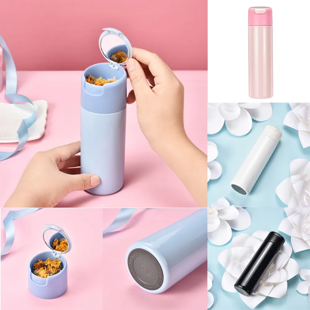 

Thermos Bottle 380ml Mirror Storage Cup Cover Stainless Steel Vacuum Flask Travel Water Bottle L521