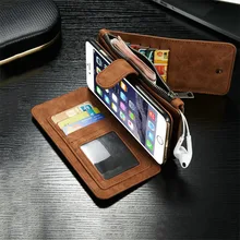 De luxe Rétro En Cuir Flip Multi-fonction Amovible Portefeuille Carte Sac D’argent Titulaire Stand Cas Pour l’iphone 5 5S SE 6 6 S 7 Plus couverture