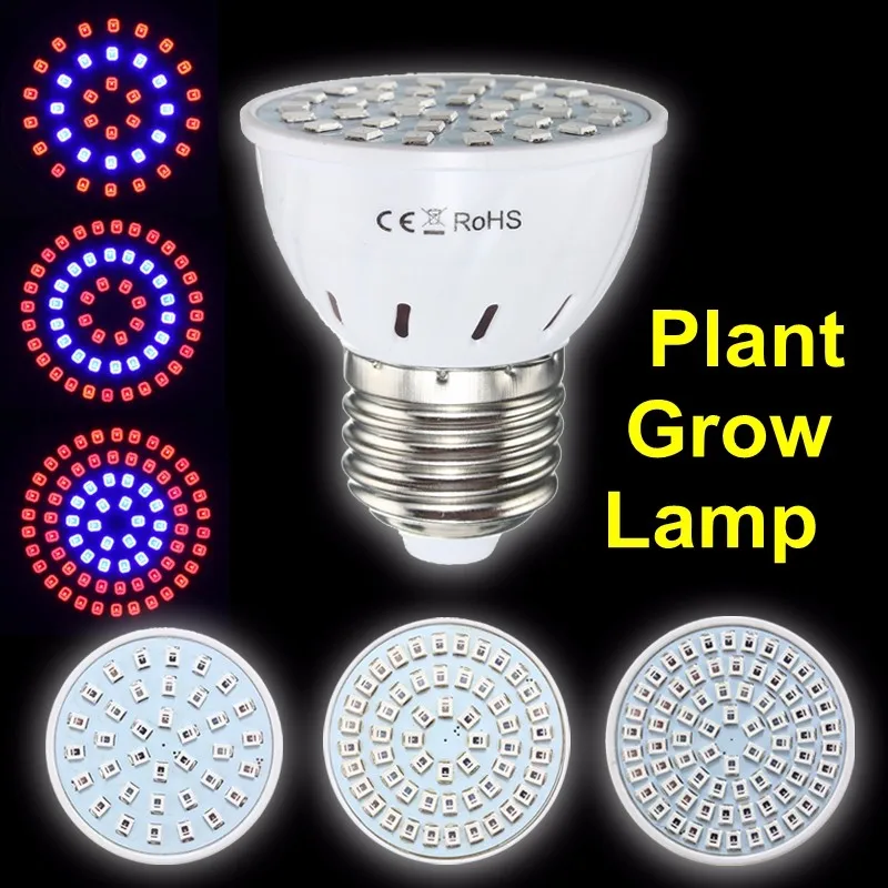 LED Grow Light Bulb E27 4W 54 2835SMD Full Spectrum Veg Flowers Plants
