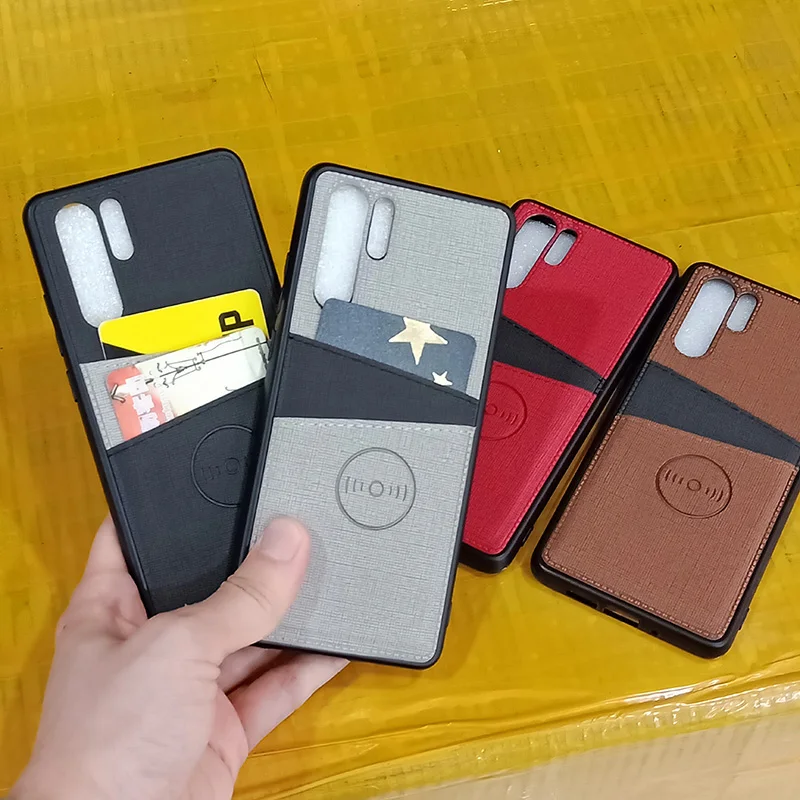 

New Fabric Cloth Vehicle For Huawei P30 P30 Pro Credit Card Slots Wallet Case for Huawei Nova 4E Cover Capa Hoesjes