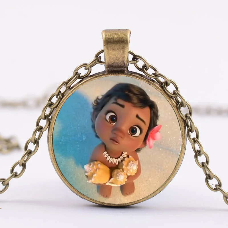 Style 2 Ожерелье SONGDA Moana с изображением океана, маленький волшебник, милое изображение Моаны для маленькой девочки, стеклянный кабошон, массивное ожерелье с подвеской - Окраска металла: Style 2