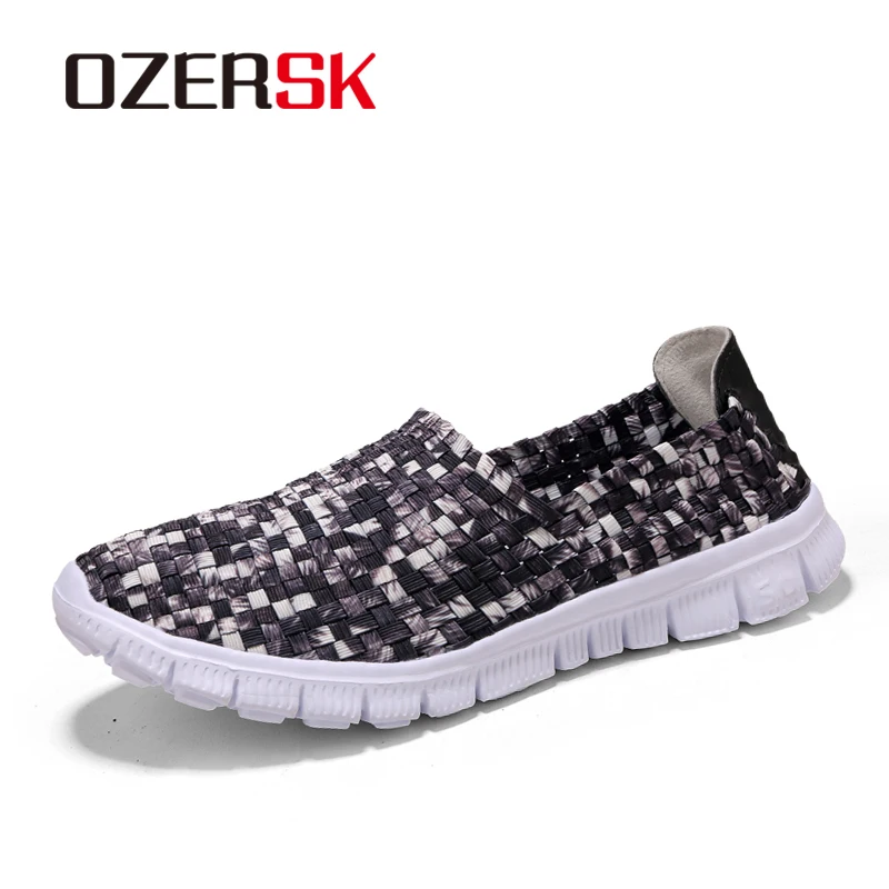 

OZERSK Brand Spring Autumn Breathable Comfortable Casual Shoes Woman Woven Shoes Wild Flats Camouflage Shoes Plus Big Size 35~45