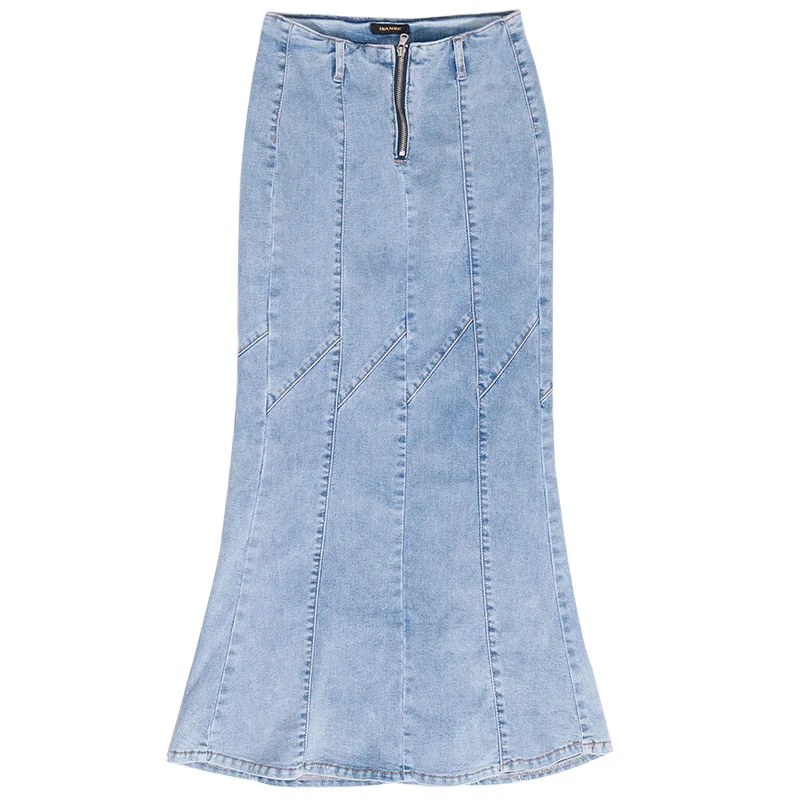 Gratis Verzending 2018 Fashion Stretch Lange Maxi Denim Jeans Rok voor Vrouwen Plus Size XS-XL Mermaid Stijl Zomer Vissenstaart rokken Gratis Verzending 2018 Fashion Stretch Lange Maxi Denim Jeans Rok voor Vrouwen Plus Size XS-XL Mermaid Stijl Zomer Vissenstaart rokken
