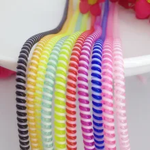 10pcs lot 50cm Double Colors Solid Color TPU spiral USB Charger cable cord protector wrap cable