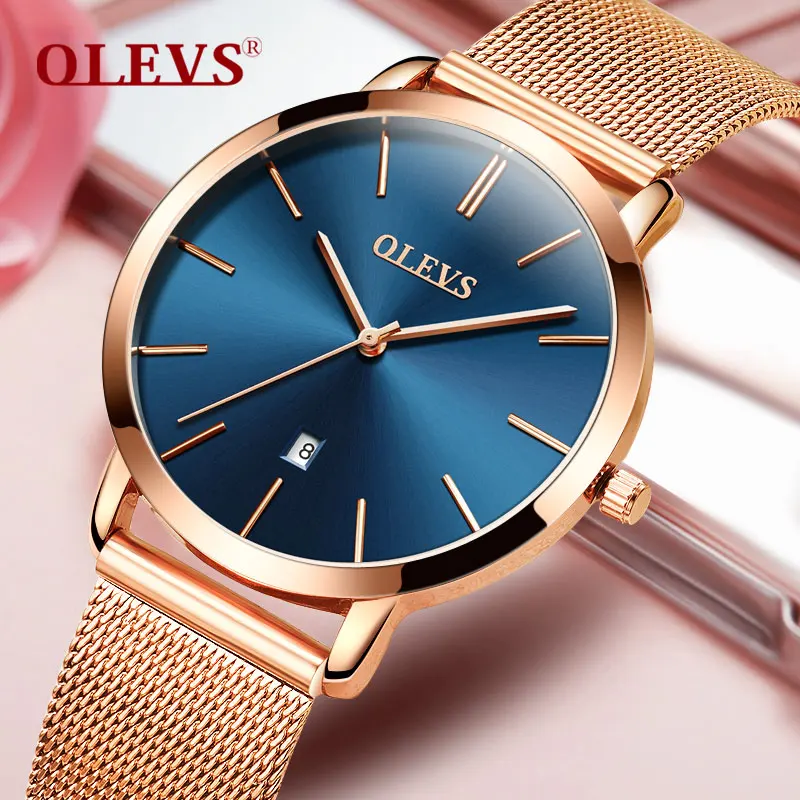 Ultra thin Ladies Watch Brand Luxury Women Watches Waterproof Rose Gold Stainless Steel Quartz Calendar Wrist Watch montre femme
