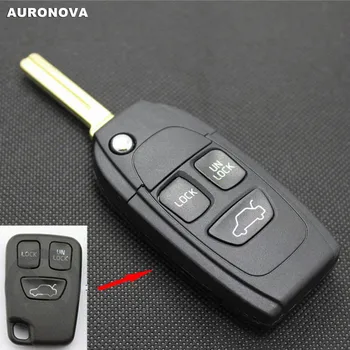 

AURONOVA New Upgrade Flip Folding Key Shell for Volvo Xc90 S80 V40 S40 S60 3 Buttons Modified Remote Car Key Case