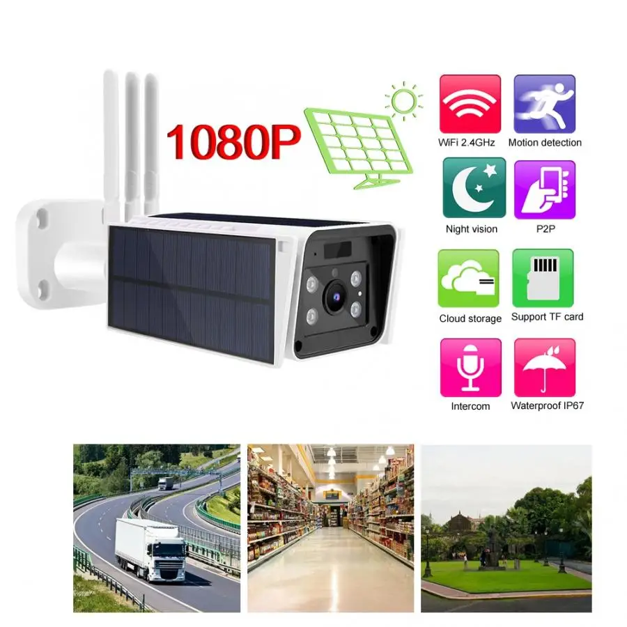 

Wifi Outdoor Solar Camera Power Panel Wifi Security Night View Folding Waterproof IP67 Camera with Solar Panel