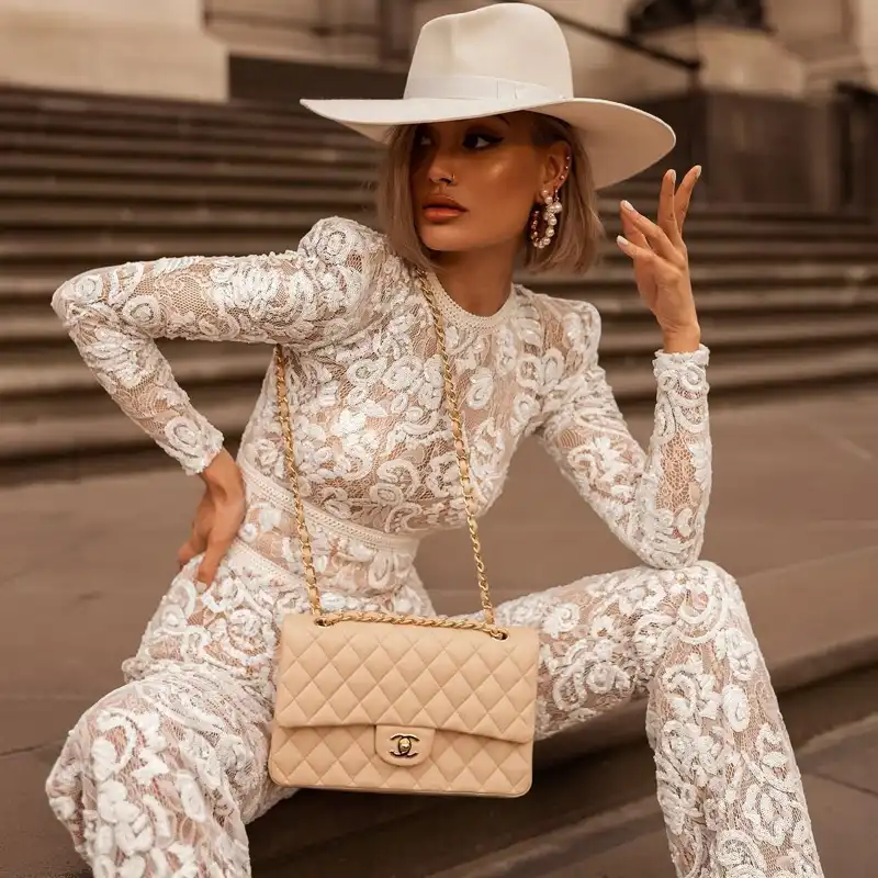 white long sleeve lace jumpsuit