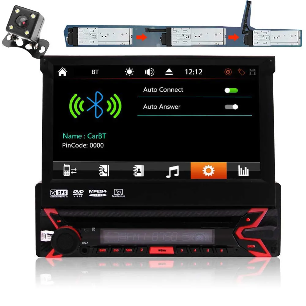 

RDS Auto Radio With Free GPS Map Card EinCar Single DIN In Dash Car Stereo Head Unit 7inch Capacitive Touch Screen Monitor audio