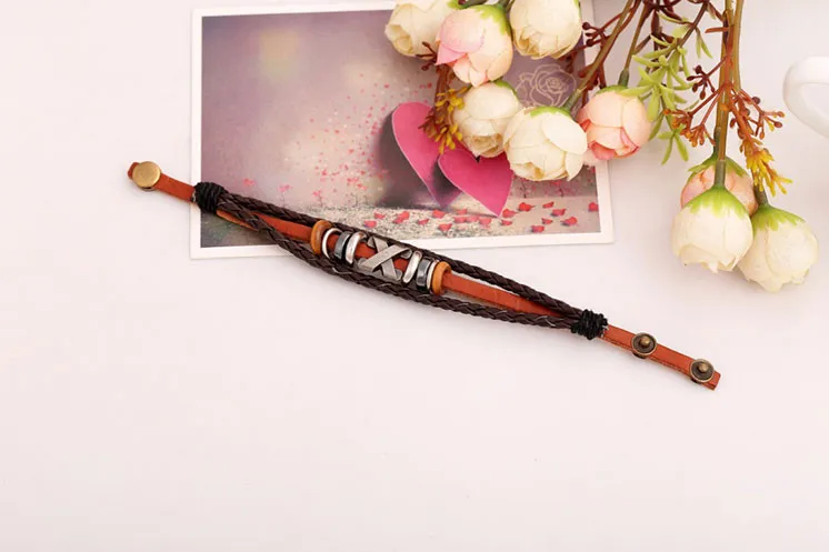 Bracelets For Men Coffee PU Leather Bracelet Bangle For Male Women Armbanden En Armbanden