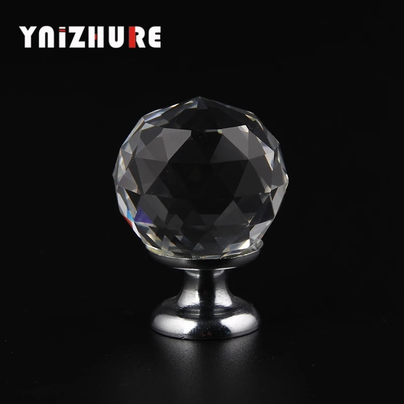 YNIZHURE 30mm Crystal glass ball Shape Design Glass Cupboard Pulls Drawer Knobs | Обустройство дома