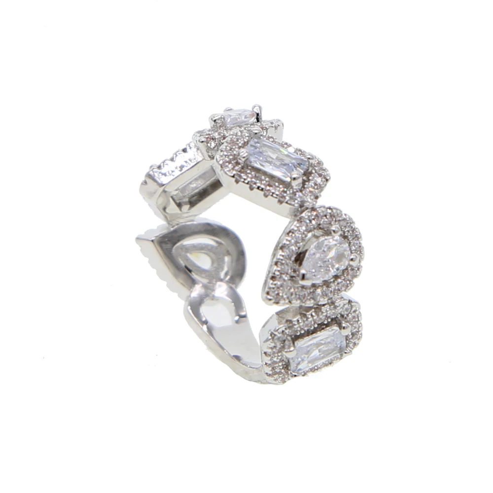

2019 baguette cubic zirconia cz silver color engagement band ring for women USA hot selling drop shipping female jewelry