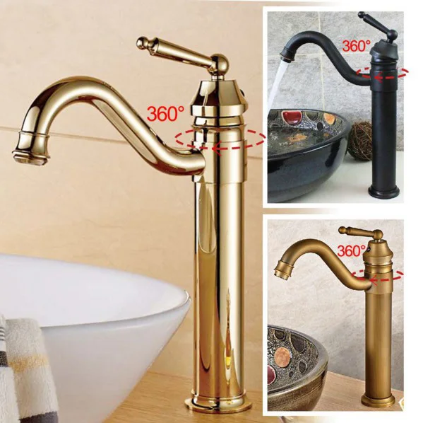 Free Shipping Vintage Style antique faucet black and chrome bathroom basin faucets brass finish ...