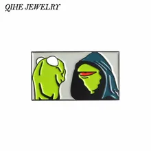 QIHE JÓIAS kermit sapo pinos Mal memes Kermit The Frog Sapo broches alfinetes de lapela e Emblemas Broches para mulheres dos homens Acessórios(China)
