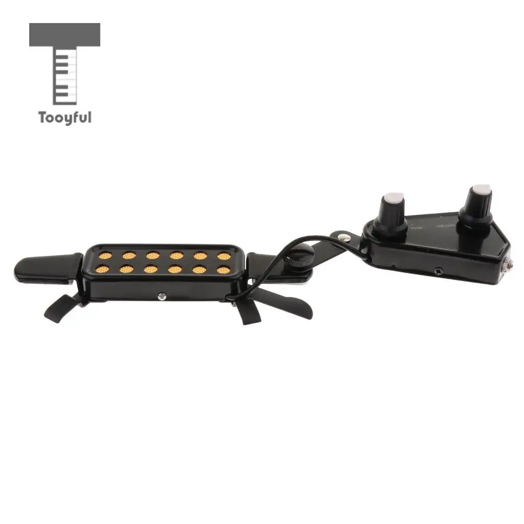Tooyful 1 Set Acoustic Guitar Soundhole Pickup Transducer With Tone Volume Control & 6.35mm 3.5mm Cable