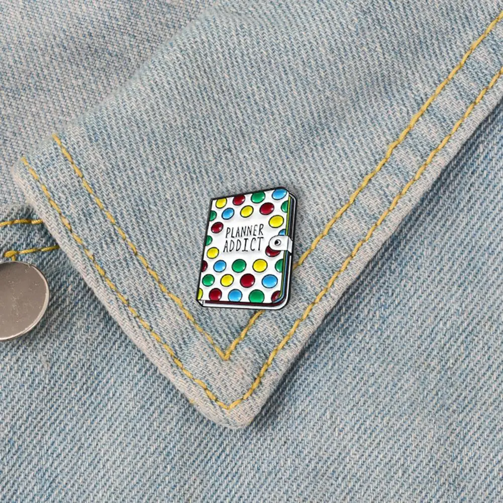 

Planner Addict Book Colorful Dots Enamel Brooch Pin Denim Backpack Badge Jewelry New