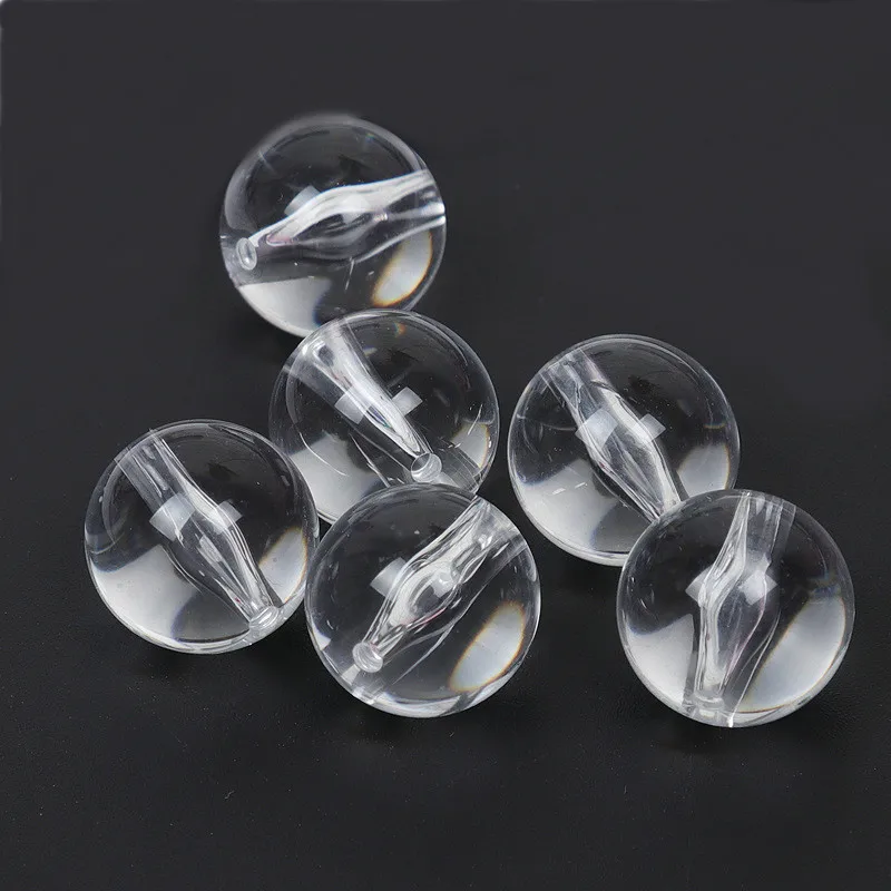 

SEA MEW 100PCS 10mm 12mm 16mm Round Plastic Beads Transparent Beads Connectors DIY Accessories For Jewelry Making