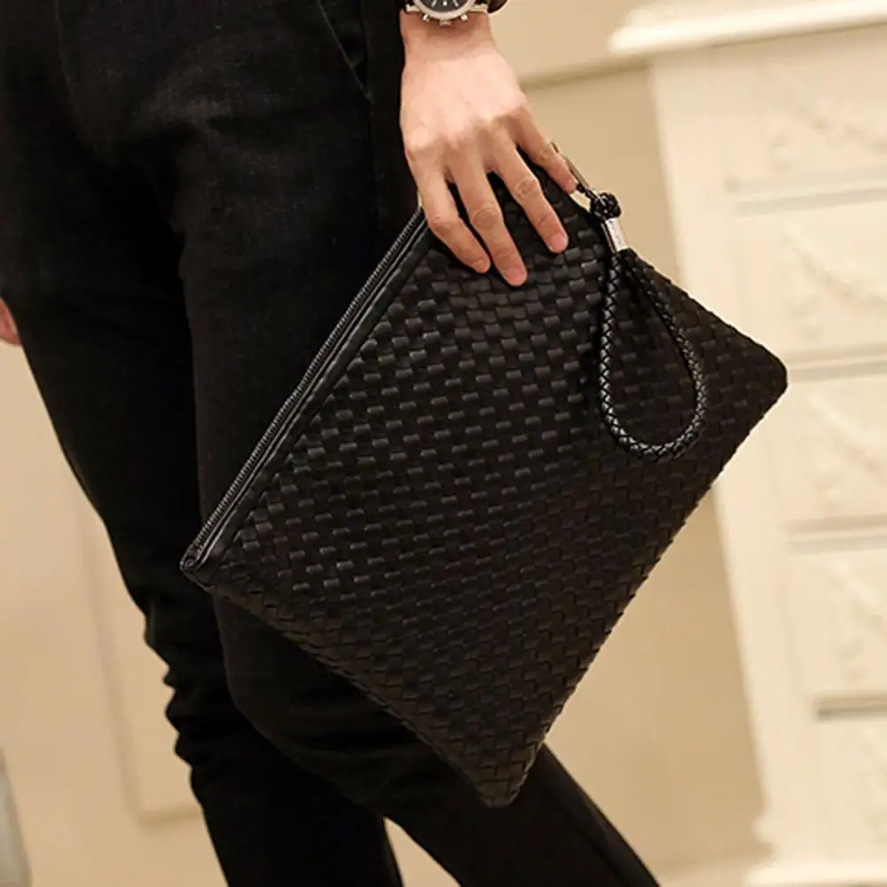 Мужская сумка-клатч из искусственной кожи, черная сумка-конверт для отдыха, деловая модная тканевая сумка, посылка, переносная сумка на запястье