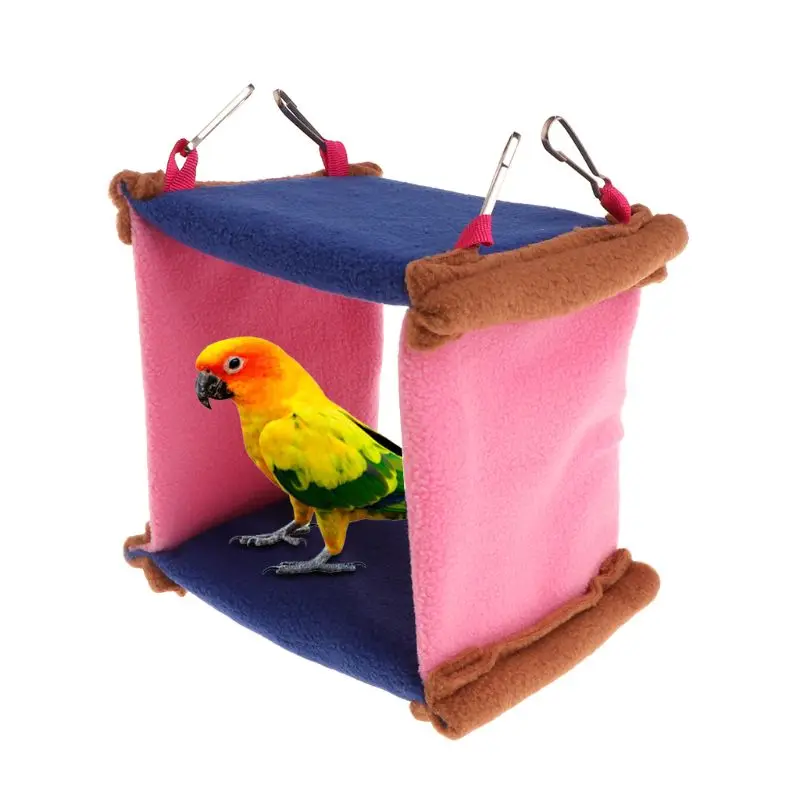 

Parrot Birds Hammock Soft Plush Snuggle Hanging Poultry Cave Swing Triangle Toy Cage Bunk Bed For Pets