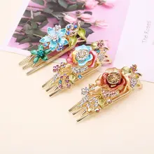 Ретро головной убор цветная Шпилька ювелирные изделия с бриллиантами для волос заколка для волос с кристаллами три-зубчатый диск зажим для волос Красота инструменты аксессуары для волос