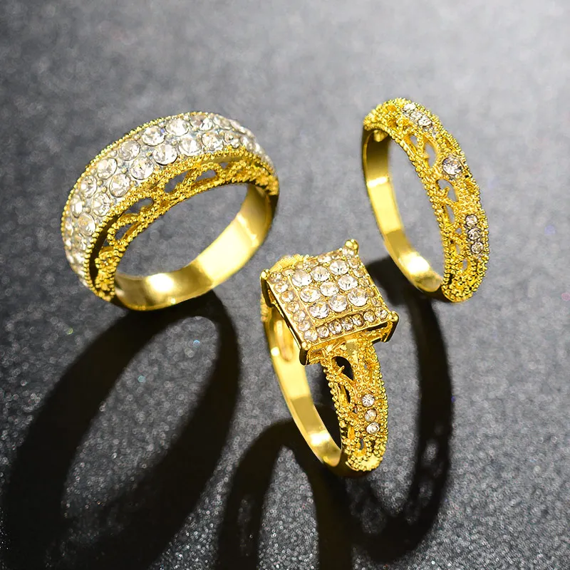 

QCOOLJLY 3PCS / SET Couple Rings 5-11 Size Legend of Zelda RING Wholesale Cubic Zirconia Lover Ring Wedding Valentine's Day Gift
