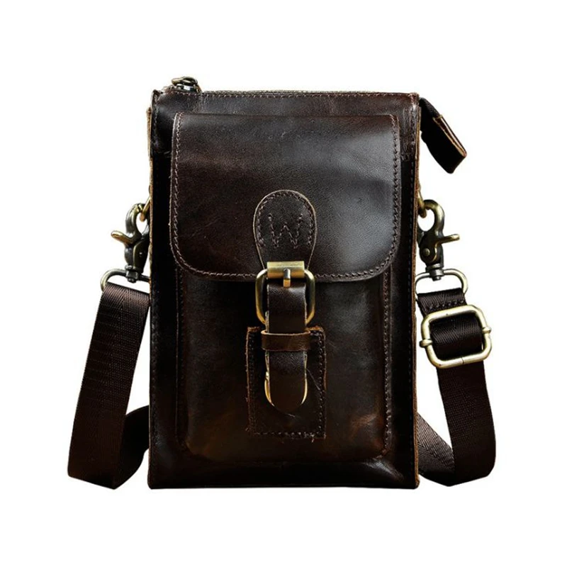 Горячая бренд из натуральной кожи Для мужчин талии сумка Повседневное сумка Винтаж многофункциональный мужской ремень крюк Талия пакеты телефон сумка