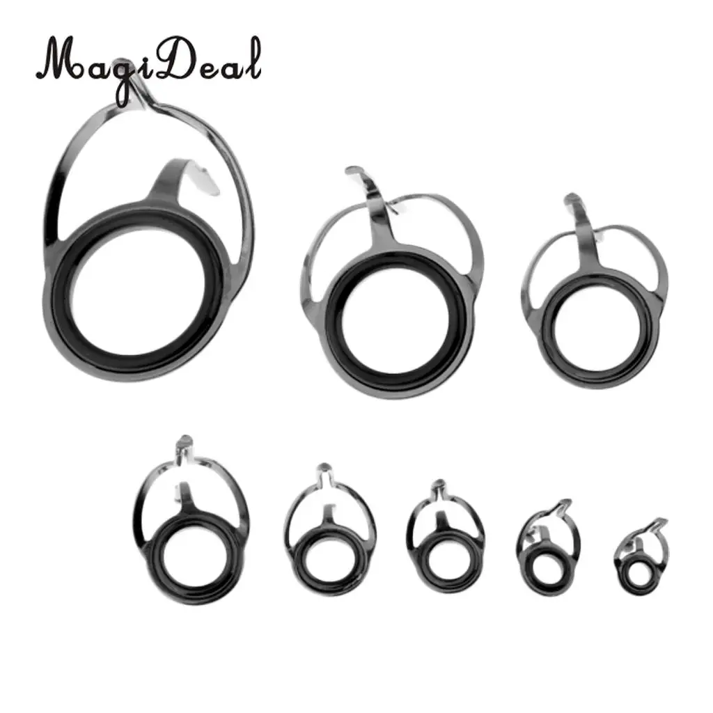 8pcs/set Fishing Rod Eye Ring 6# - 30# Double Leg Guides Line Rings for Spinning/Carp Rod