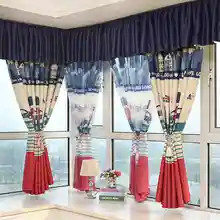 European Style Custom Made Cartoon Flocking Blackout Curtain Kid’s Room Living Room Children’s Room Curtains School Decorations