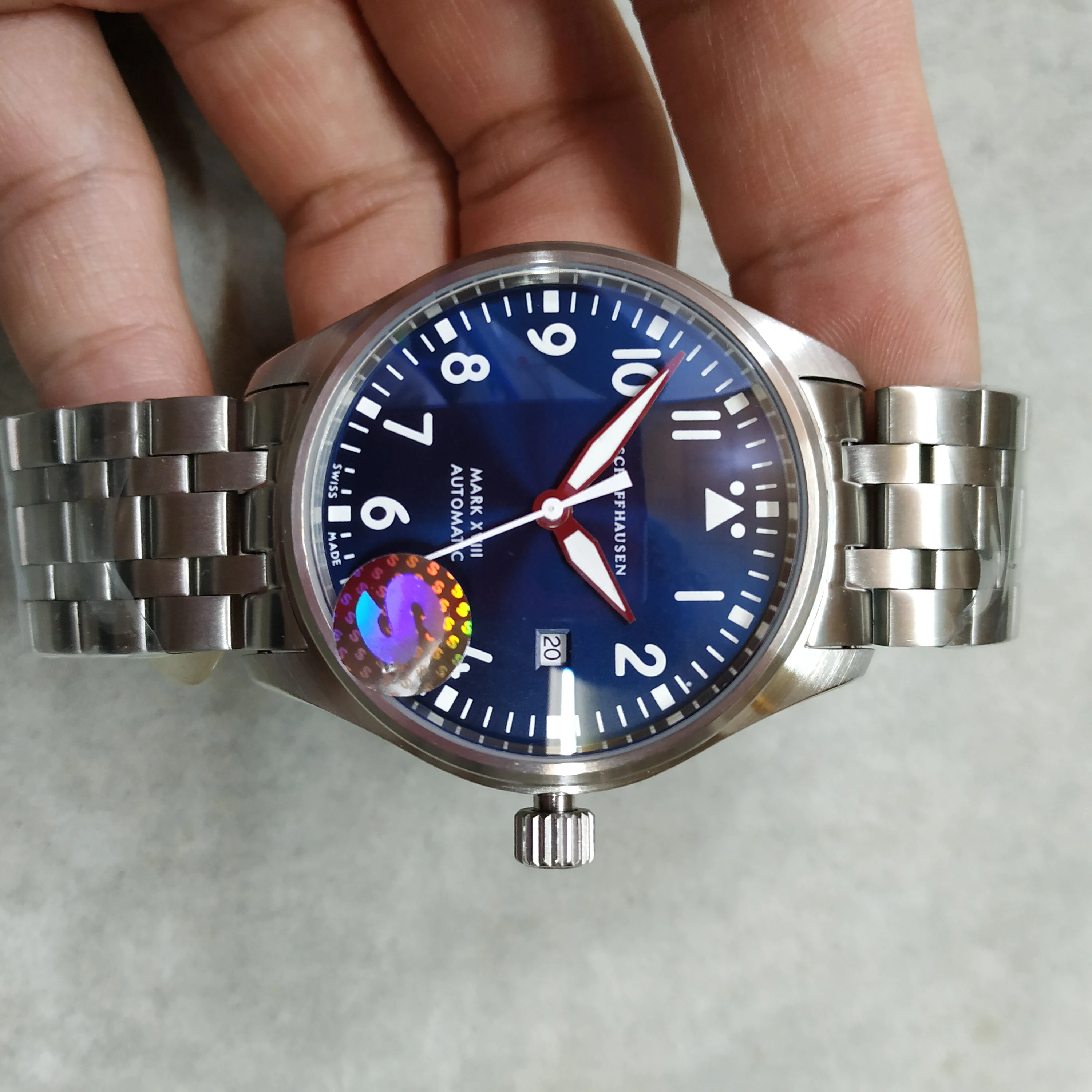 

Oem Style Black Pilot Wristwatch MARK XVIII Automatic Movement Date 40mm Stainless steel Fashion casual Men men's wristwatch