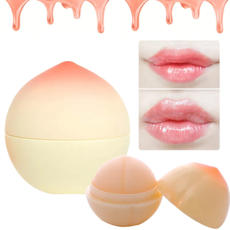 

Cute Peach Shape Moisturizer Nutritious Lip Balm Long Lasting Lips Care Kiwi Taste Organic Sphere Makeup Tools Lipstick Blam