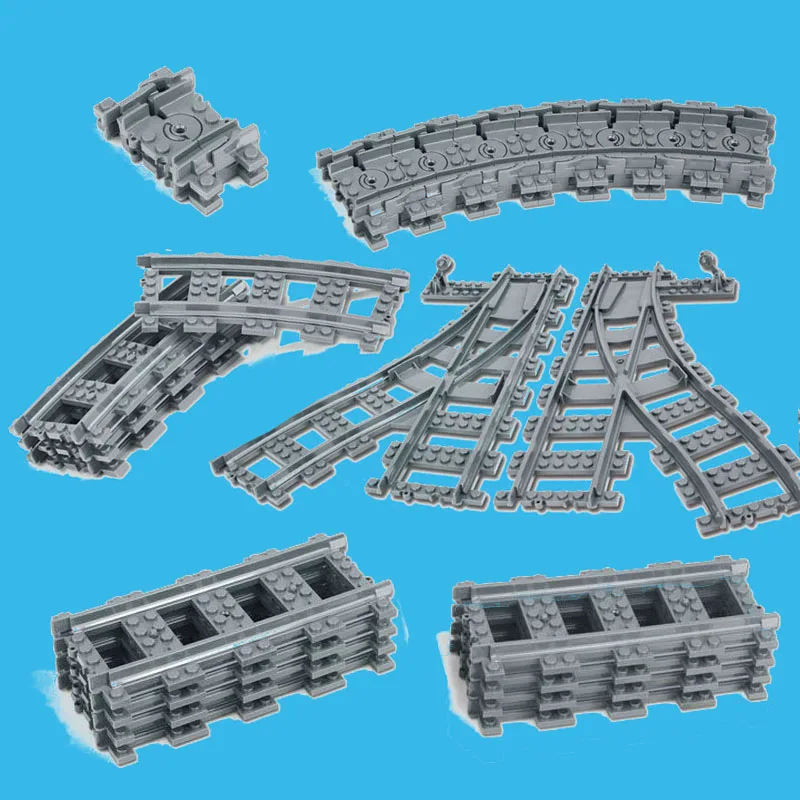 

NEW!!! Bulk Parts Train Streight and Curve Track Building Brick Block toys Compatible with legoINGs RC Trains Blocks Model