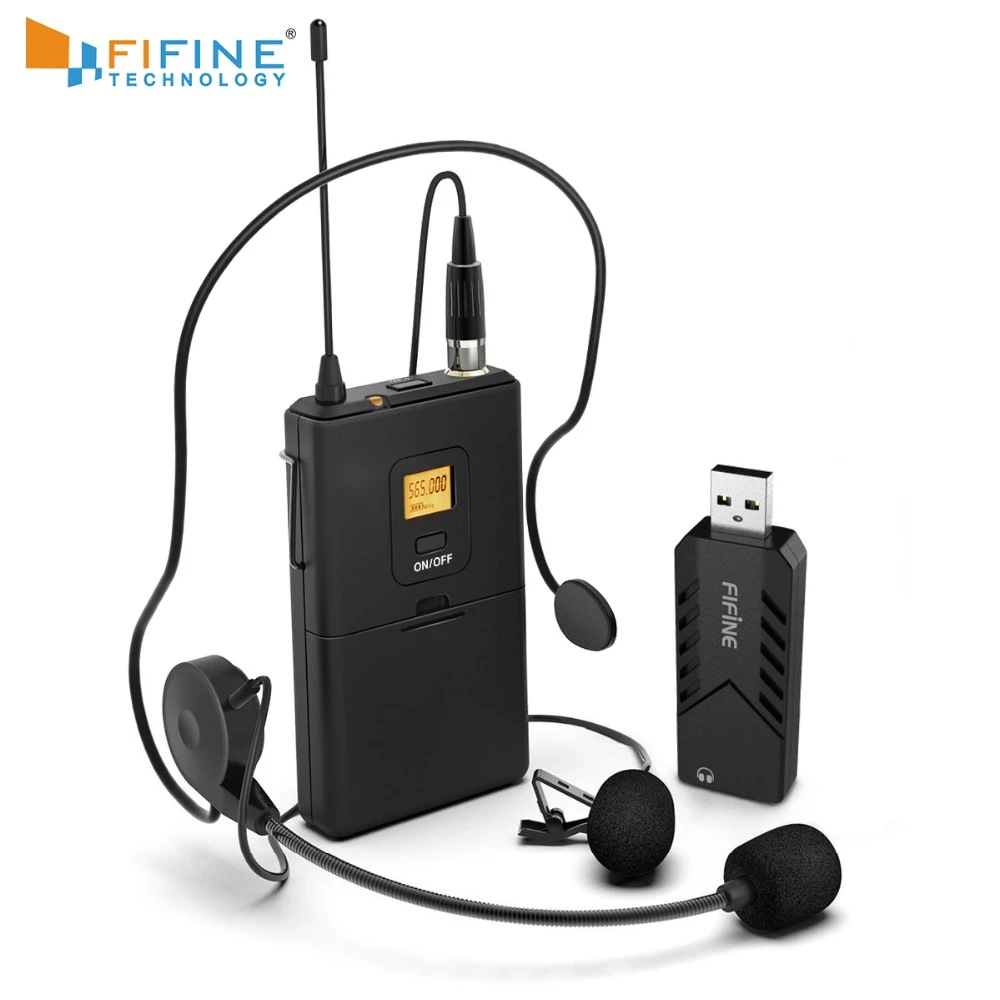 Fifine Microfone De Lapela Sem Fio Para Pc Mac Com Receptor Usb M os 