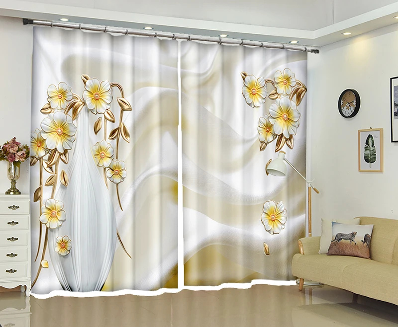 

New 3D Artistic Flowers Blackout Curtains Healthy non-pollution Digital Print Curtains Customizable Tablecloth Shower Curtain