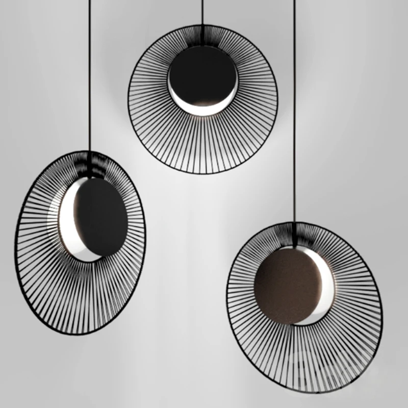 

Modern minimalist black paint iron LED lighting single chandelier Nordic living room decoration E27 bulb hanging lamp 450mm