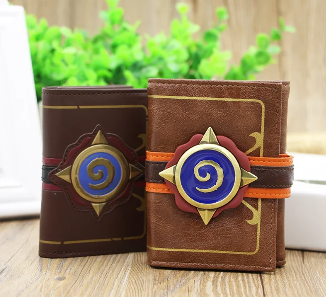Кошелек Hearthstone с 3D логотипом кошелек тремя складками из натуральной кожи подарок