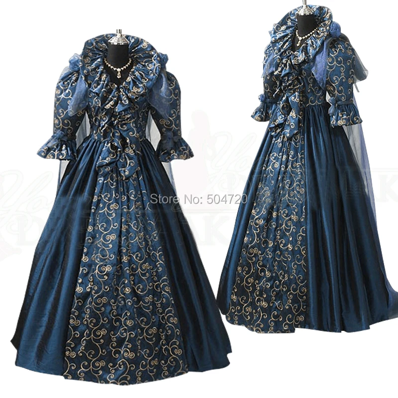 

Customer to order!Blue Printing Palace Victorian dresses Eras Civil War Revolutionary Rococo Dress Halloween Gow dress HL-169
