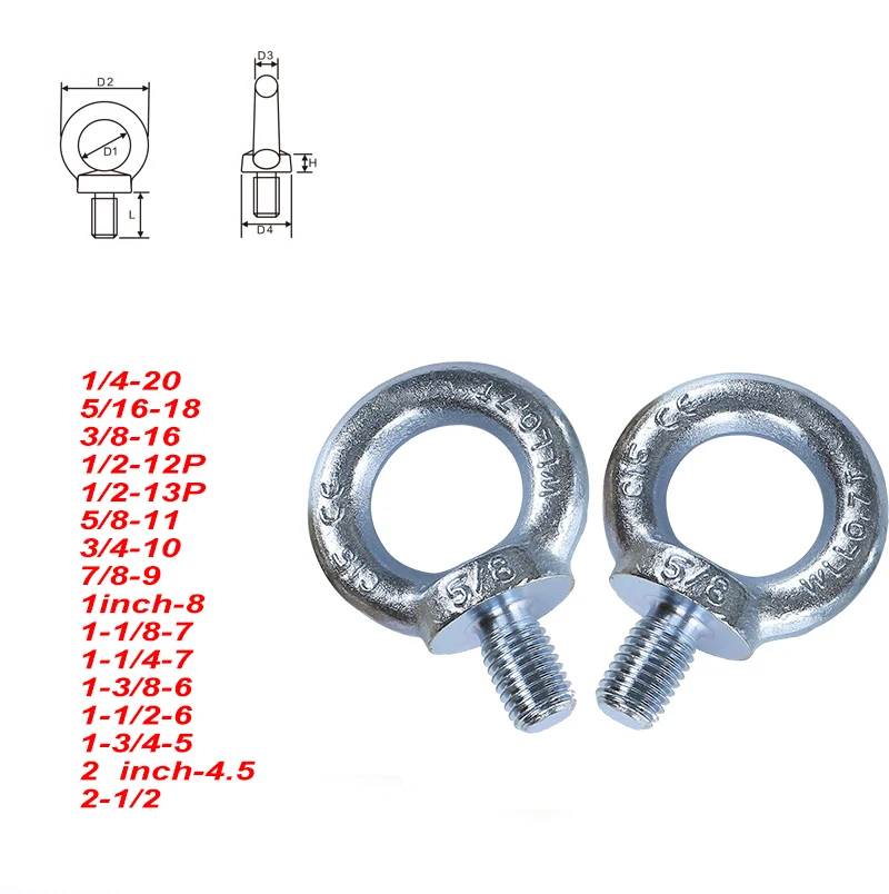 1/4 5/16 3/8 1/2 3/4 1 2 inch Steel hanging bolt eye bolt inch UNC BSW