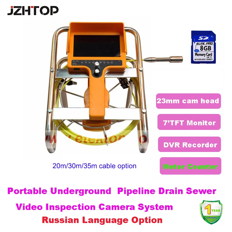 35m cable pipe inspection camera wall well drian sewer