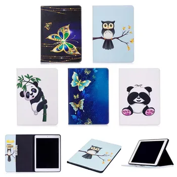 

Case for Apple new iPad 9.7 inch A1822 A1823 Cute Panda Owl Butterfly Print PU Leather Stand Cover For new ipad 2018 A1893