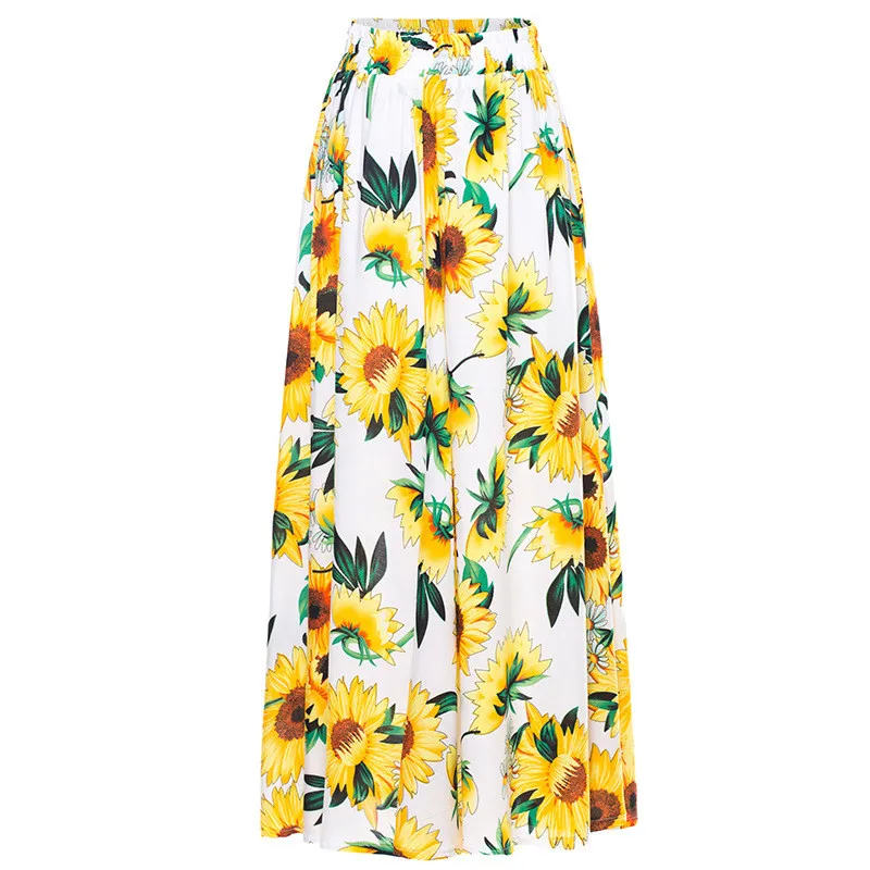 Loose Beach Summer Plus Size XL Harajuku Casual Fashion Faldas Mujer New Skirts Womens Print Vintage Elegant Skirt Bohemian