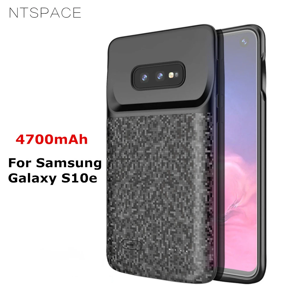 

NTSPACE 4700mAh Silicone Shockproof Power Bank Cover for Samsung Galaxy S10e Battery Case Fast Charger Cover Back Clip Battery