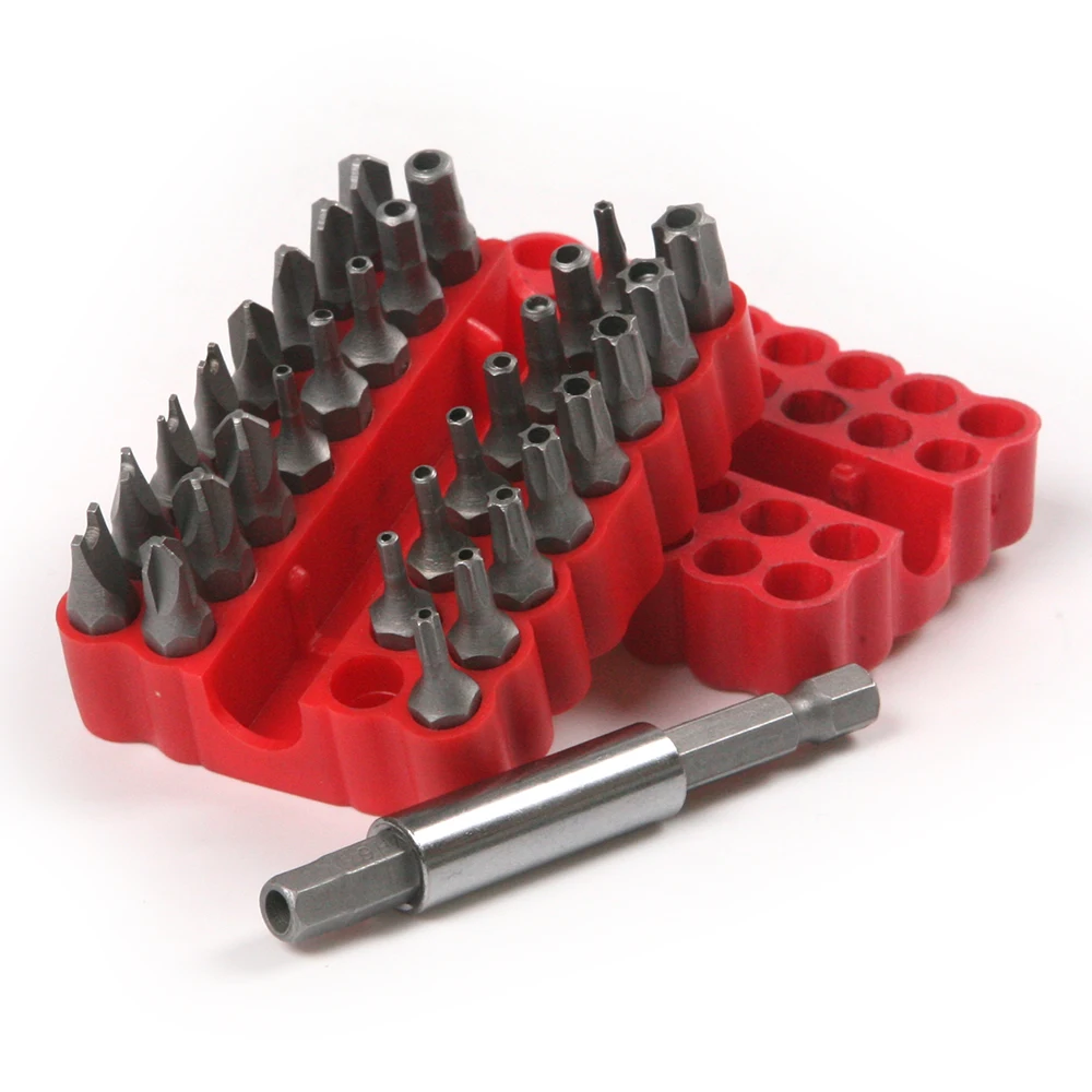 

33Pcs Screws Security Tamperproof Torx Spanner Star Hex Wing Screwdriver Bits Set with 1/4" Magnetic Holder Drill Tools