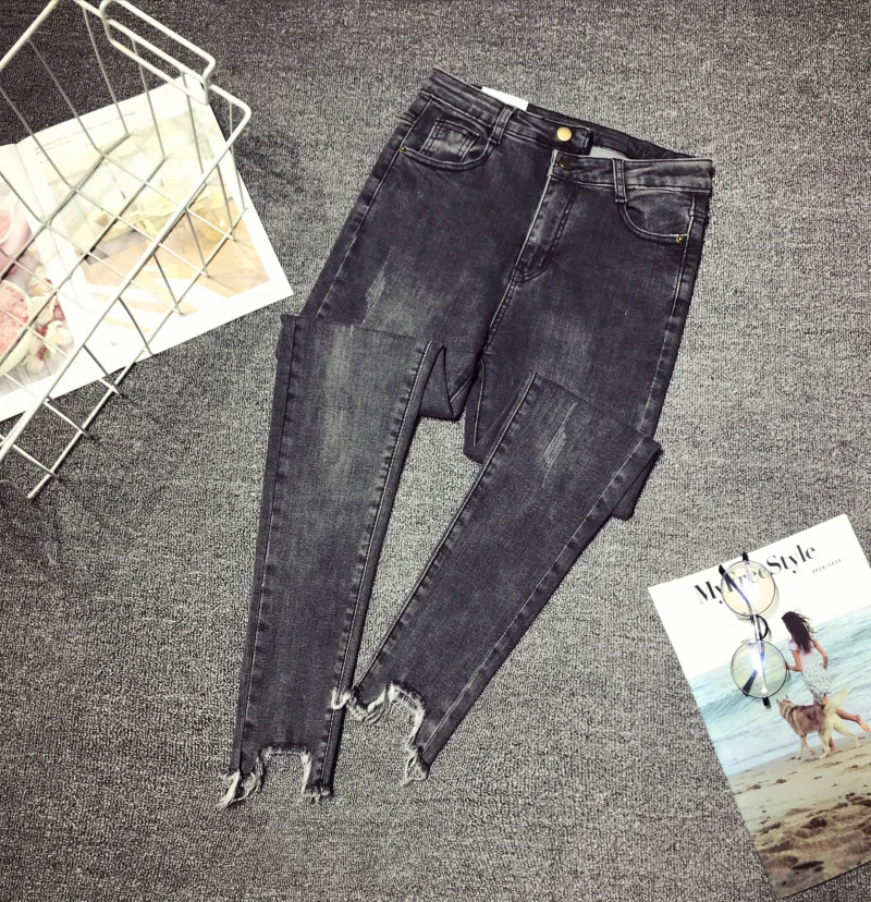 Дешевая Новинка весна осень Горячая Распродажа женские модные повседневные джинсовые брюки XC2