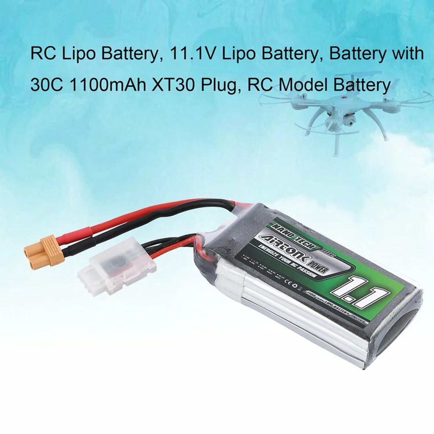 Airtonk 11,1 V 1100Mah 30C 3S 1P Lipo батарея Xt30 разъем для радиоуправляемого дрона