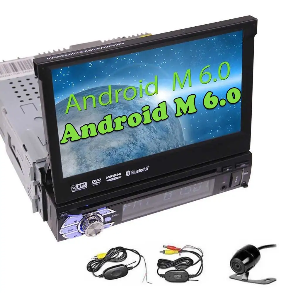 

Wireless Camera+Android 6.0 Quad Core 1 Din DVD Player 7'' Car Stereo map GPS Navigation Bluetooth Head Unit Auto Radio Receiver