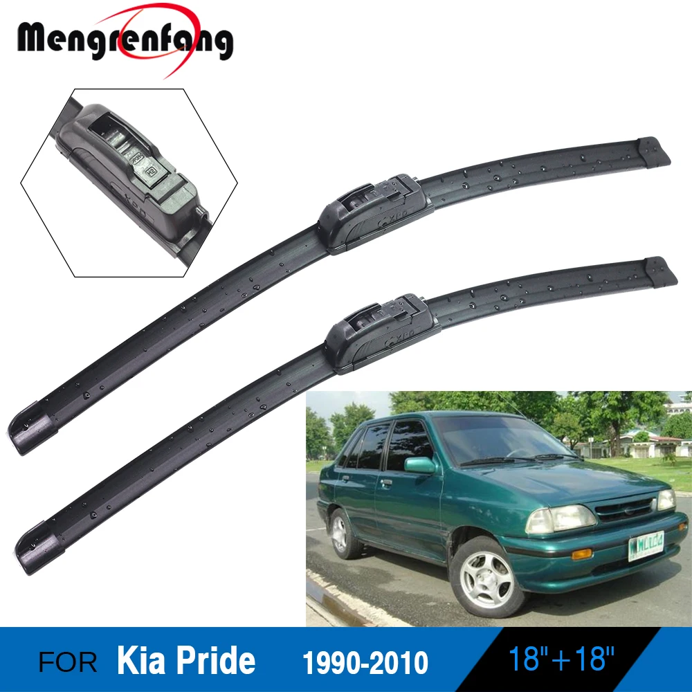 

For Kia Pride Hatchback Car Front Windscreen Wiper Blades Soft Rubber Wiper J Hook Arms 1990-2000