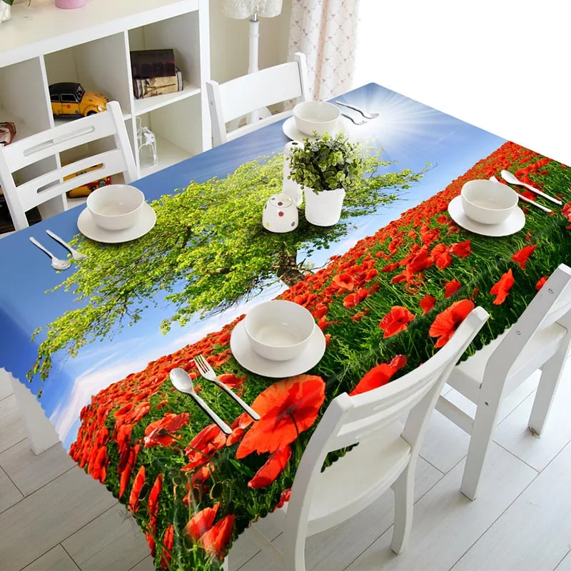 

Meijuner Christmas Tablecloth Pine Tree Christmas Table Cloths Floral Pattern Printed Dust Proof Table Covers for Home Party
