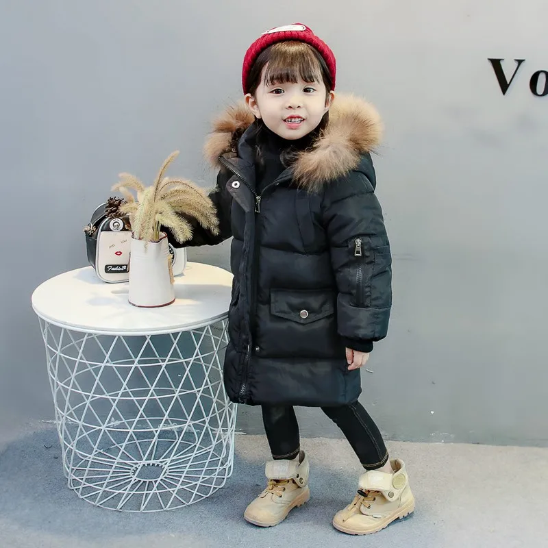 COOTELILI Long Parka Girl Winter Coat For Boys Real Raccoon Fur Hooded Winter Kids Jacket Boys Baby Girl Clothes Winter  (26)