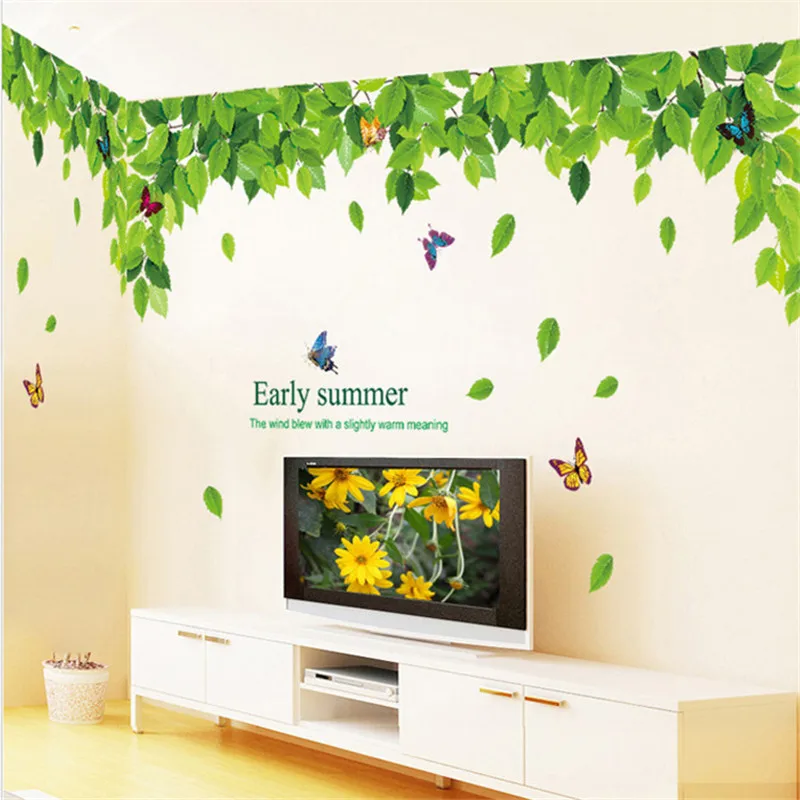 Green Leaf Leave Top Cell Fashion Vinyl Mural Decal Wall Sticker