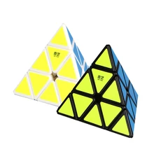 QiYi Pyraminx Cubo Magico Black And White Original QiMing A Pyramid Plastic Puzzle Cube Kids Toys